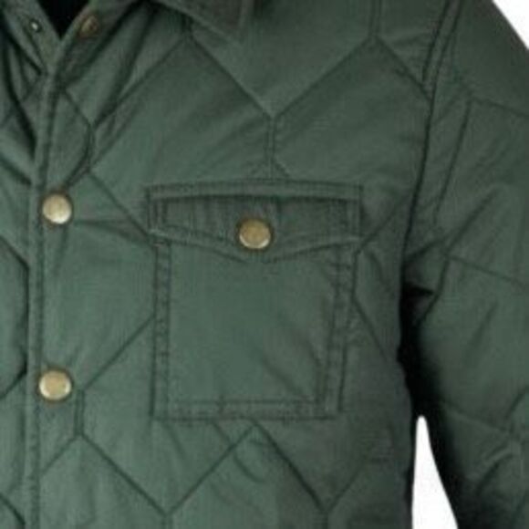 Frank & Oak Green Quilted Jacket Corduroy Collar Plaid Lining Snap Front M - Picture 4 of 8